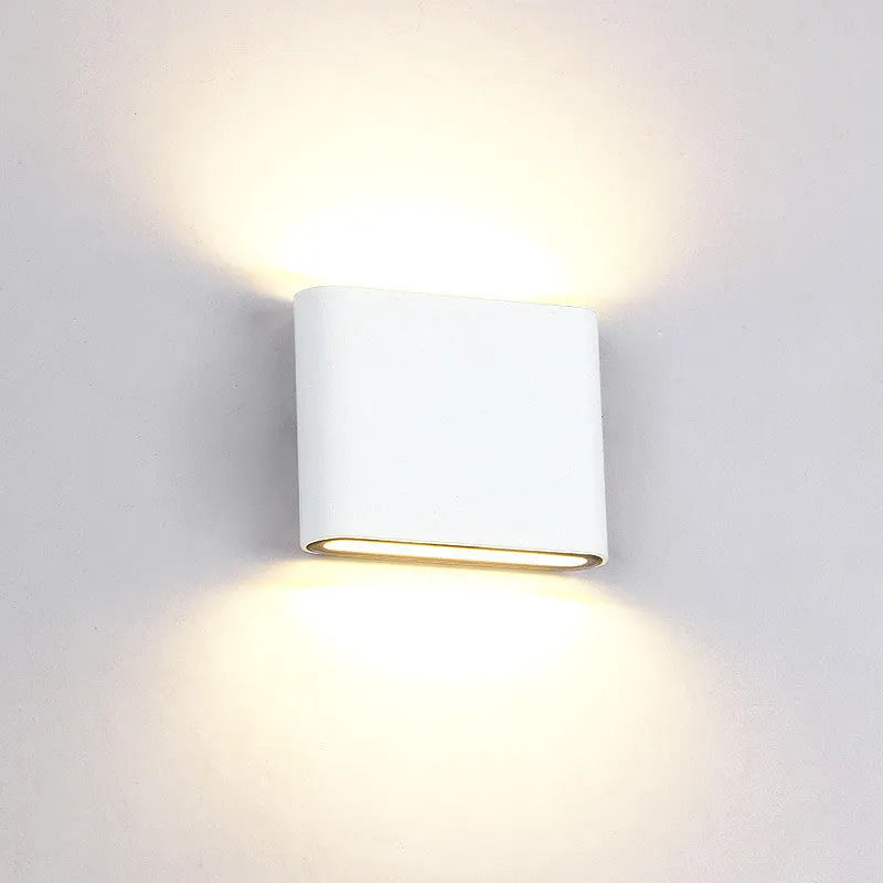 Waterproof aluminium wall lamp in black finish for balcony or aisle use with warm white light output