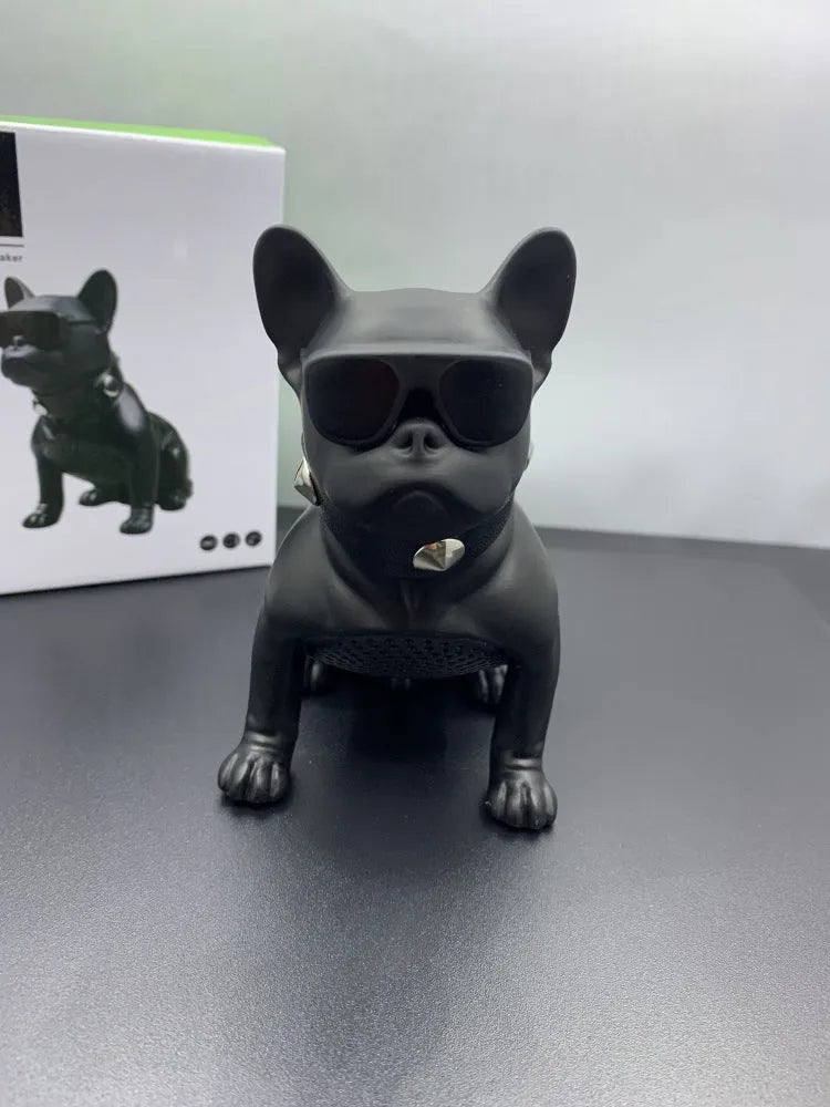 Mini Full Body Bulldog shaped Bluetooth speaker in black, red, or white colour options.