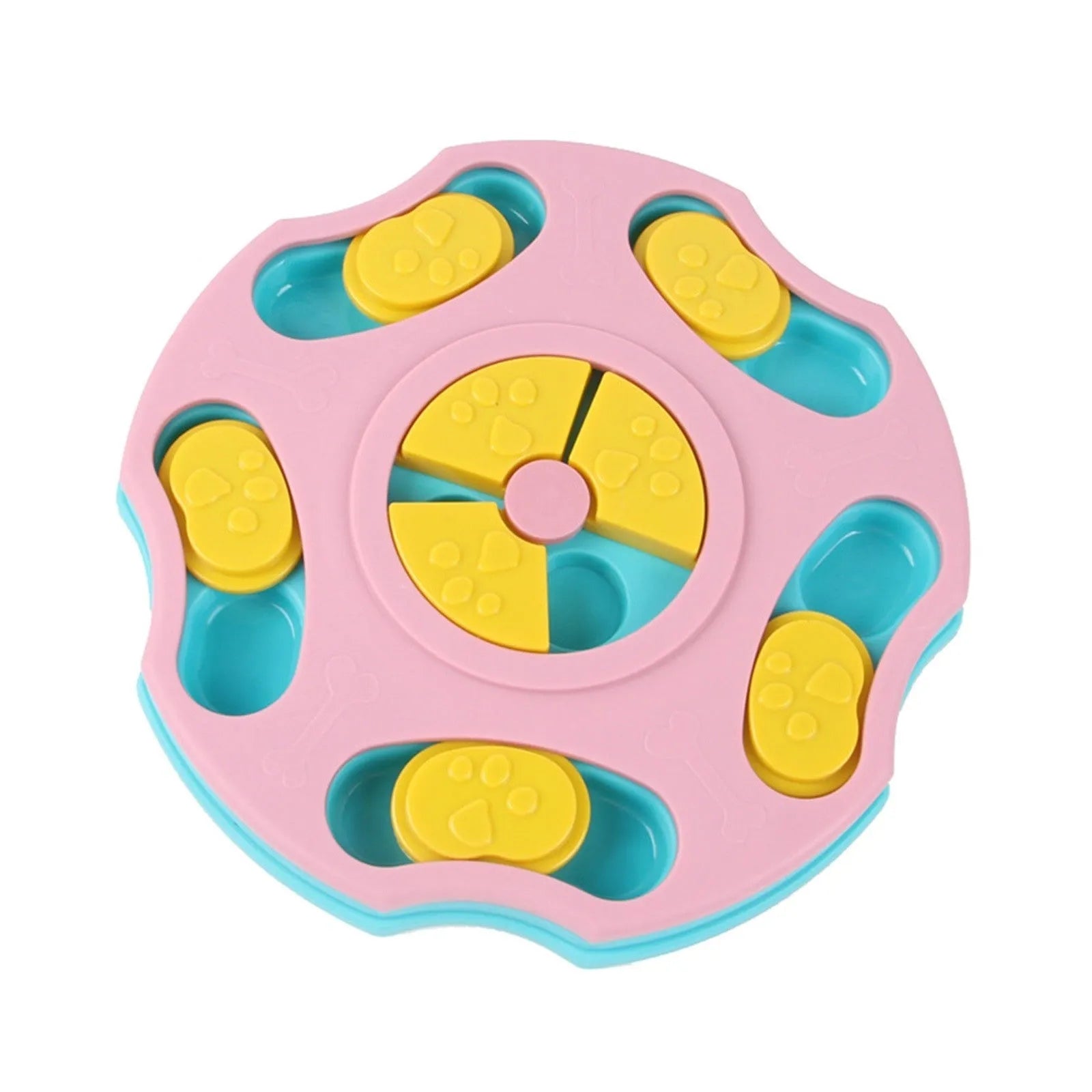 Blue interactive dog puzzle food feeder toy for aggressive chewers with food compartments