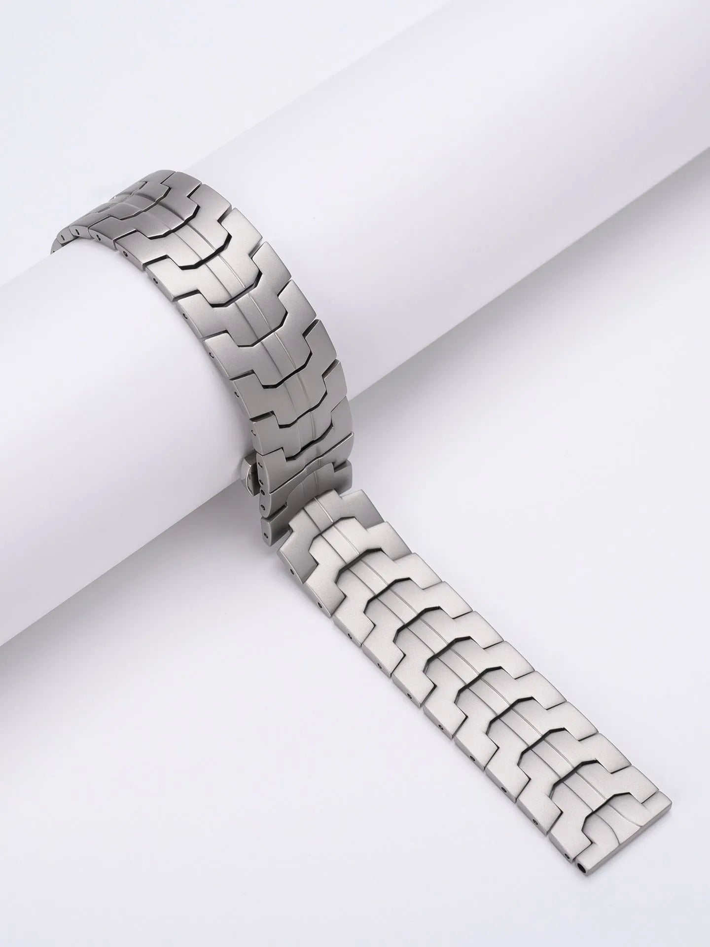 Stainless steel watch band for Samsung Galaxy Watch showing silver and black colour options