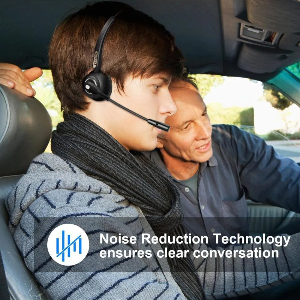 Bluetooth headset with microphone for truck drivers featuring noise cancellation technology
