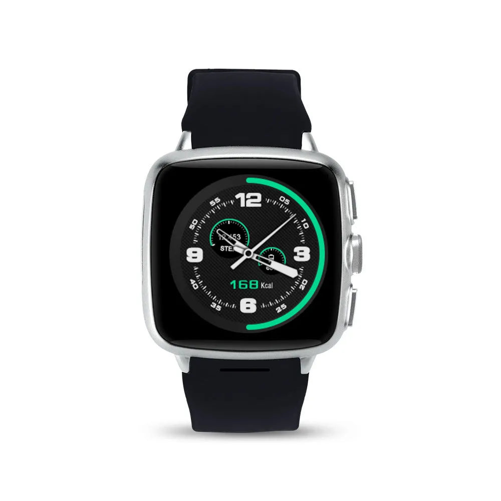 Z01 smart watch with 1.54 inch touch screen shown in black and white colour options