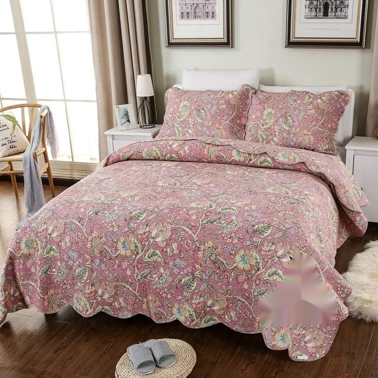 Pure cotton bedspread three-piece set with geometric printed pattern for 1.8 metre beds