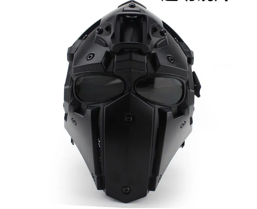 Ronin Tactical Helmet in black polymer with adjustable straps and EVA padding