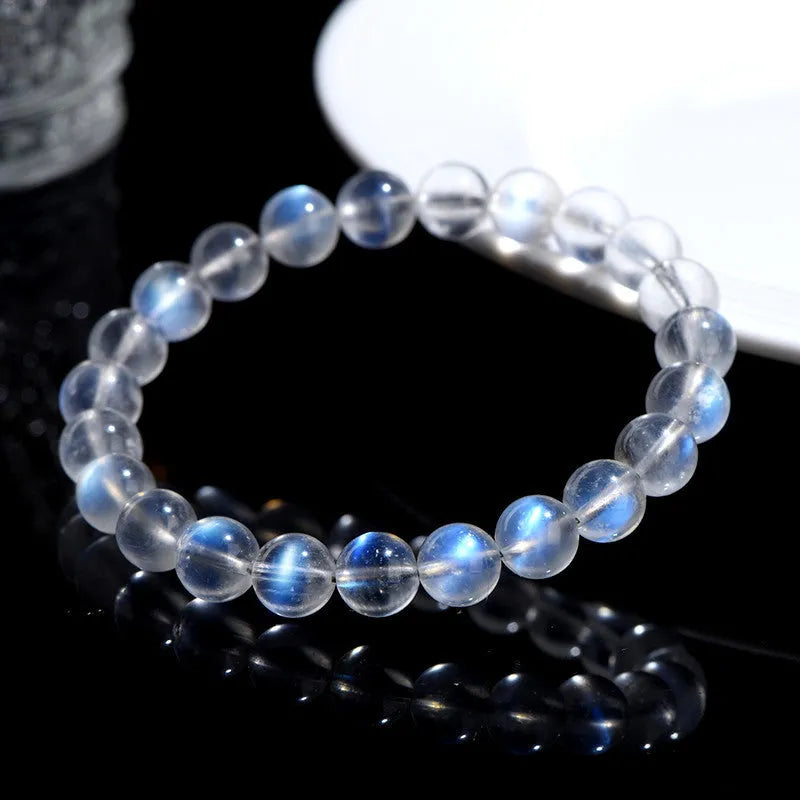 Blue Moonlight natural cream crystal bracelet with polished finish and unisex design