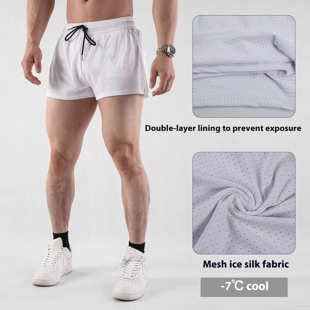 Men's black nylon summer shorts with mid waist design and quick-drying properties