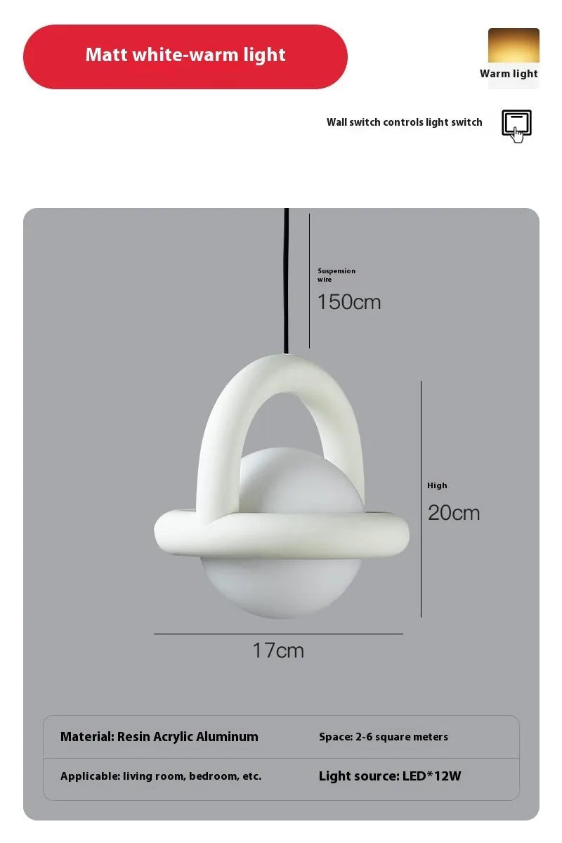 Modern Nordic-style pendant hanging lamp in a matte black finish with warm light.
