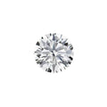 Round loose moissanite gemstone with eight hearts and eight arrows cut on a grey background.