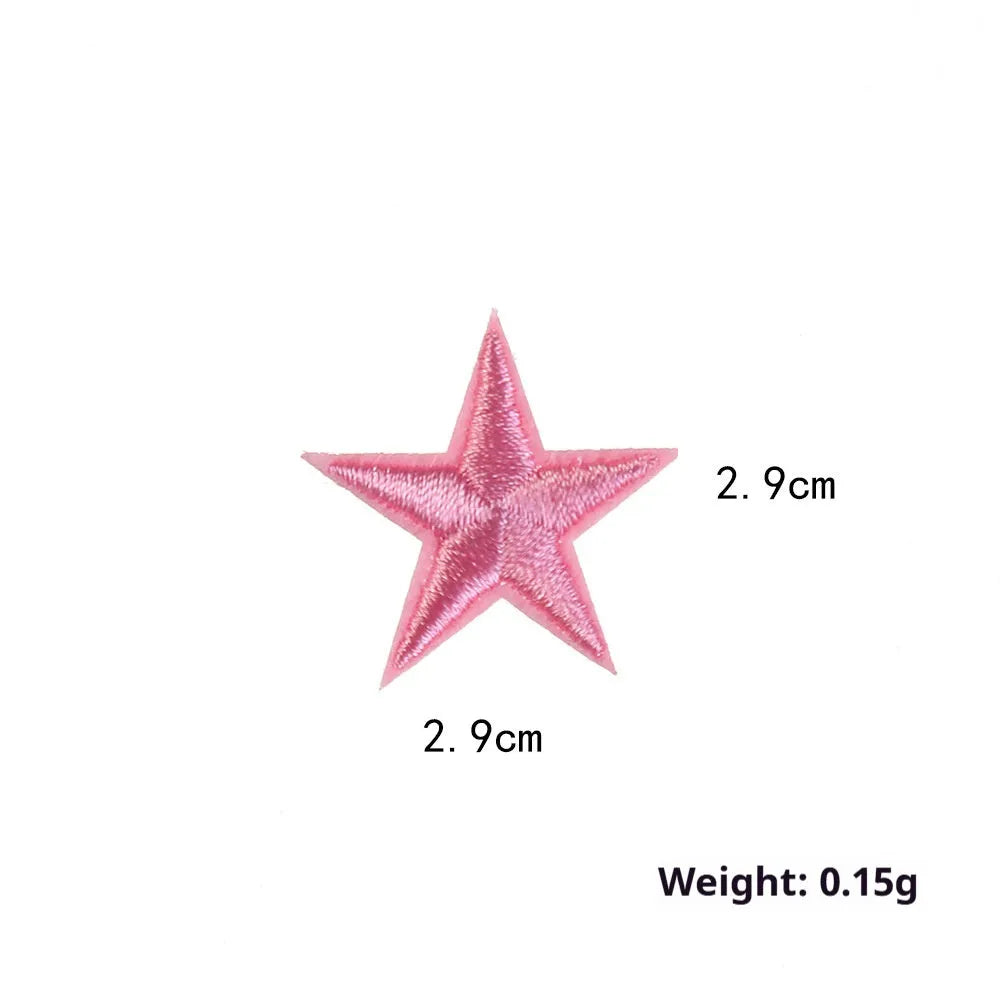Colourful five-pointed star cloth embroidery labels for DIY clothing decoration.