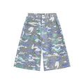 Camouflage colour cotton denim cropped trousers with straight leg and zipper fly