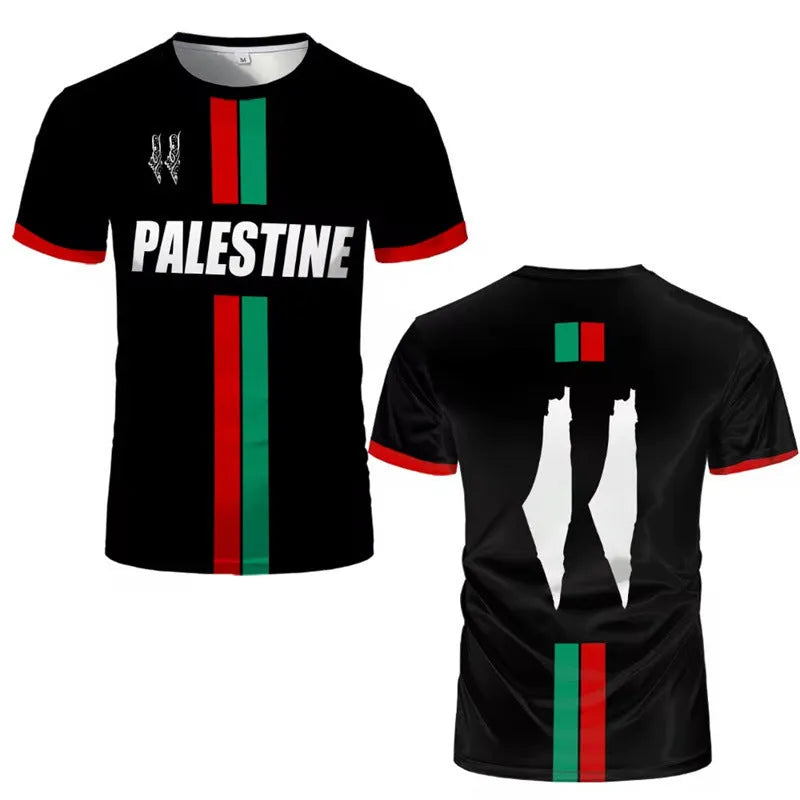 Football t-shirt with 3D printed pattern in spandex fabric available in black or white