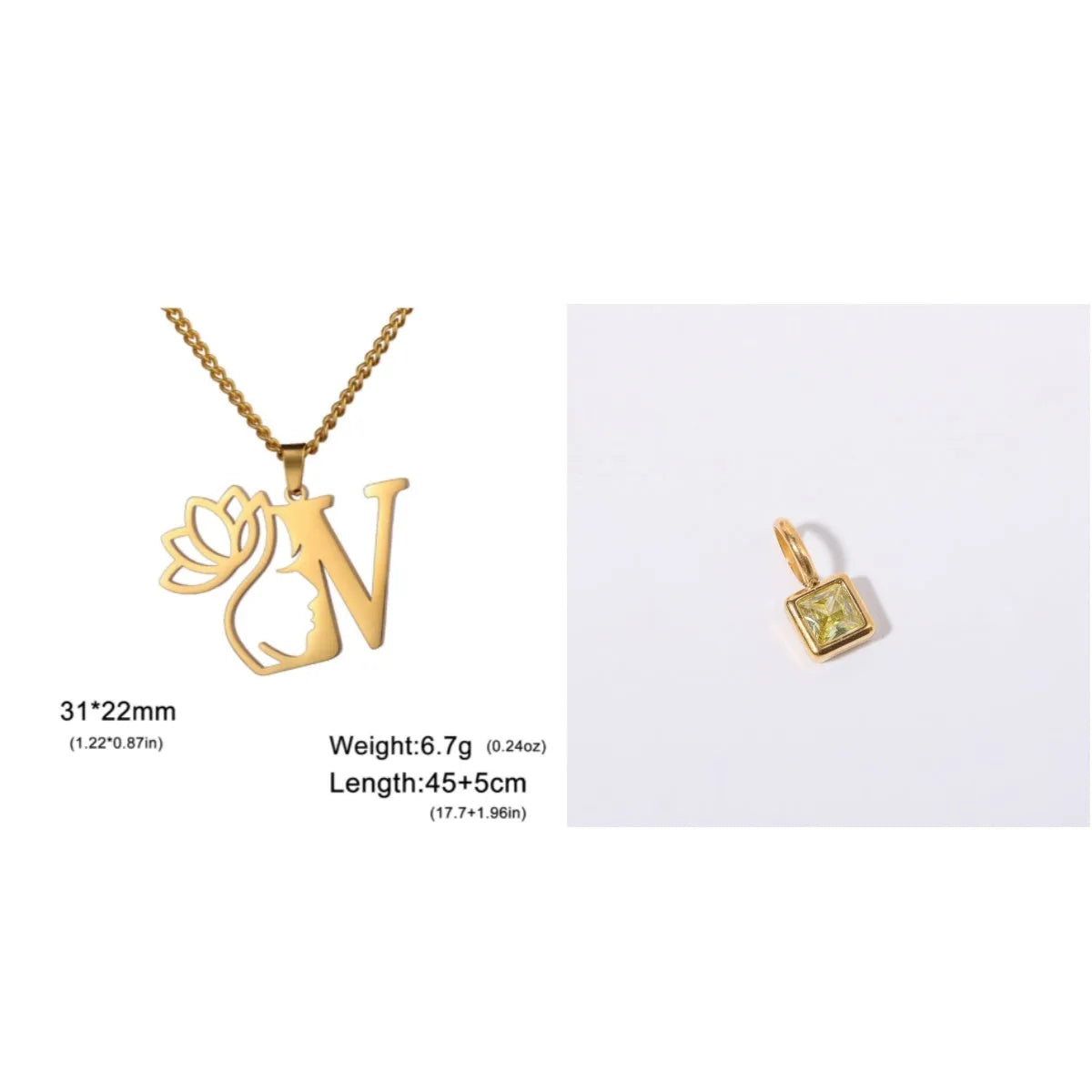 Stainless steel cross chain necklace with pendant in gold or silver electroplated finish