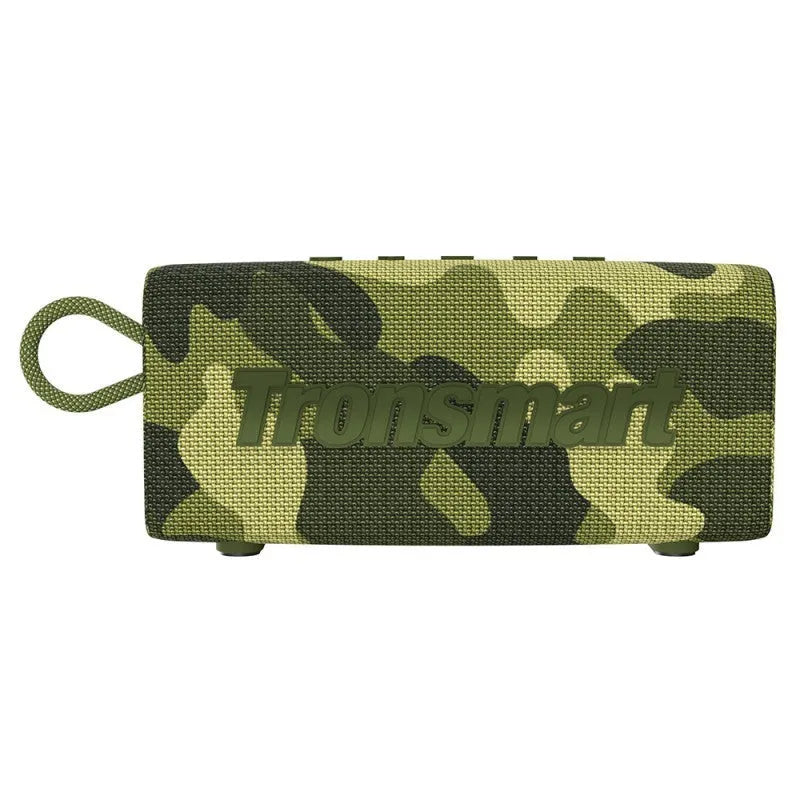 Portable waterproof Bluetooth speaker in multiple colours including camouflage, black, blue, orange, red, and grey