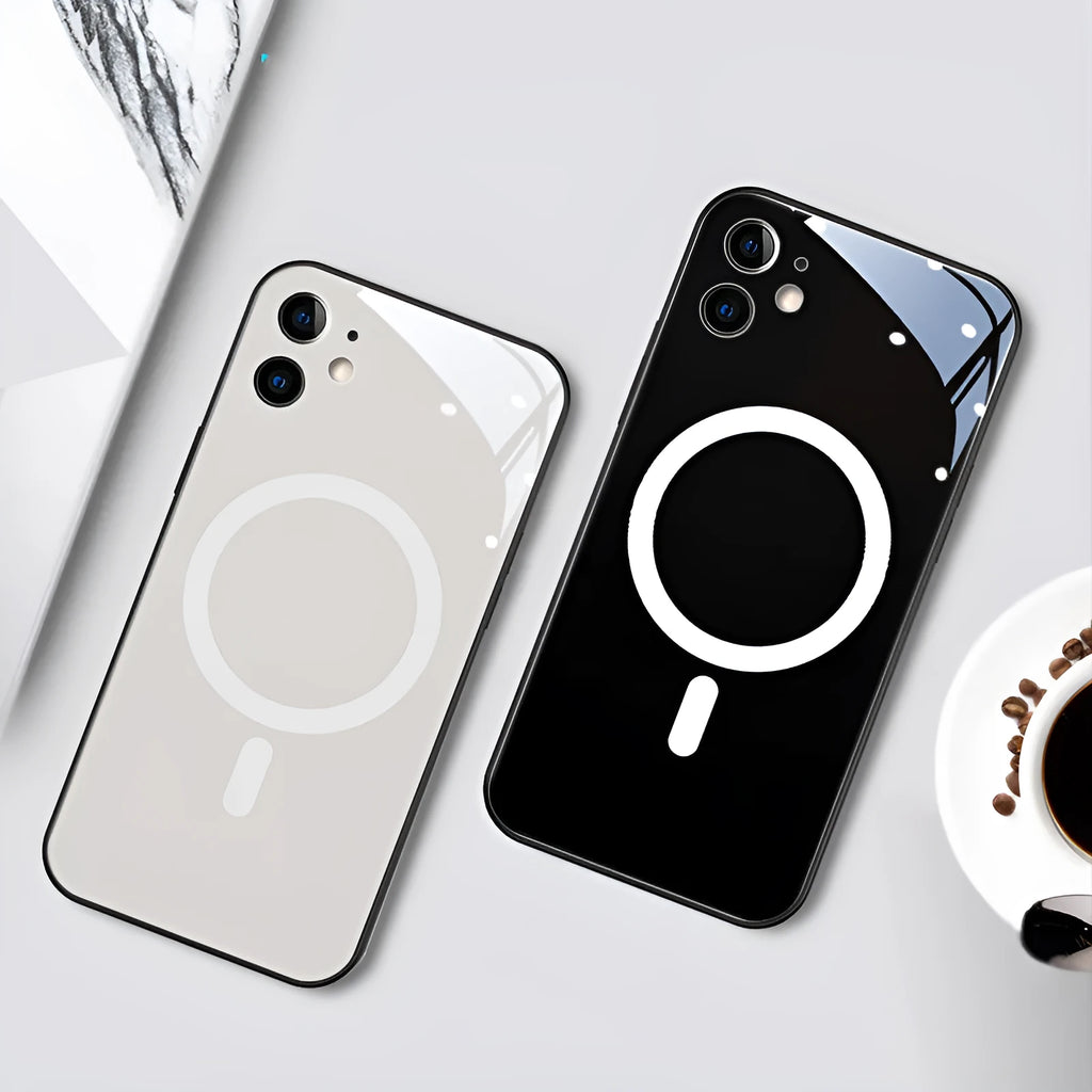 Tempered glass phone case with incoming call light for iPhone, ins style colour painting, rear cover design