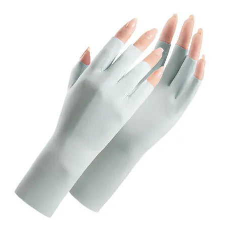 Women's thin sunscreen ice silk gloves with UPF50+ protection in multiple colour options