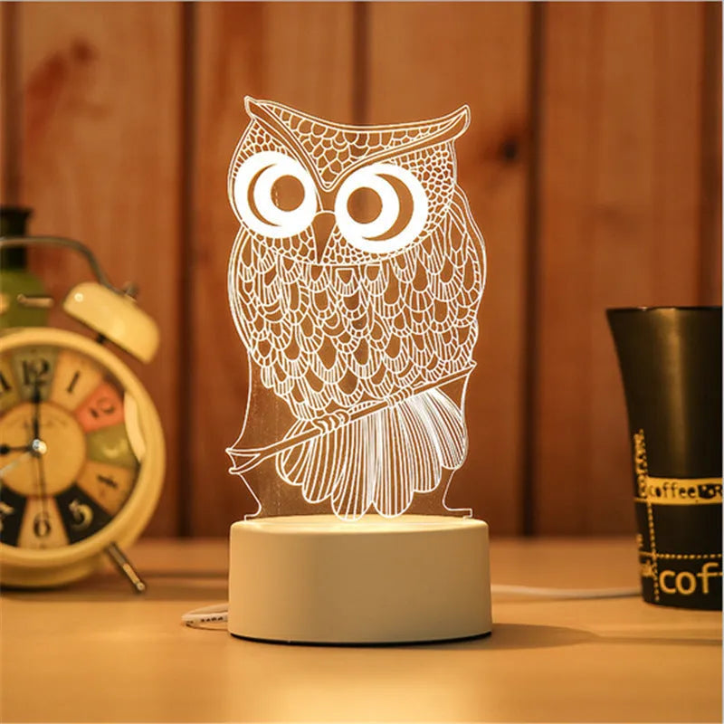 USB acrylic night light 4W touch control three colour temperatures bedside decoration 20x17.5cm