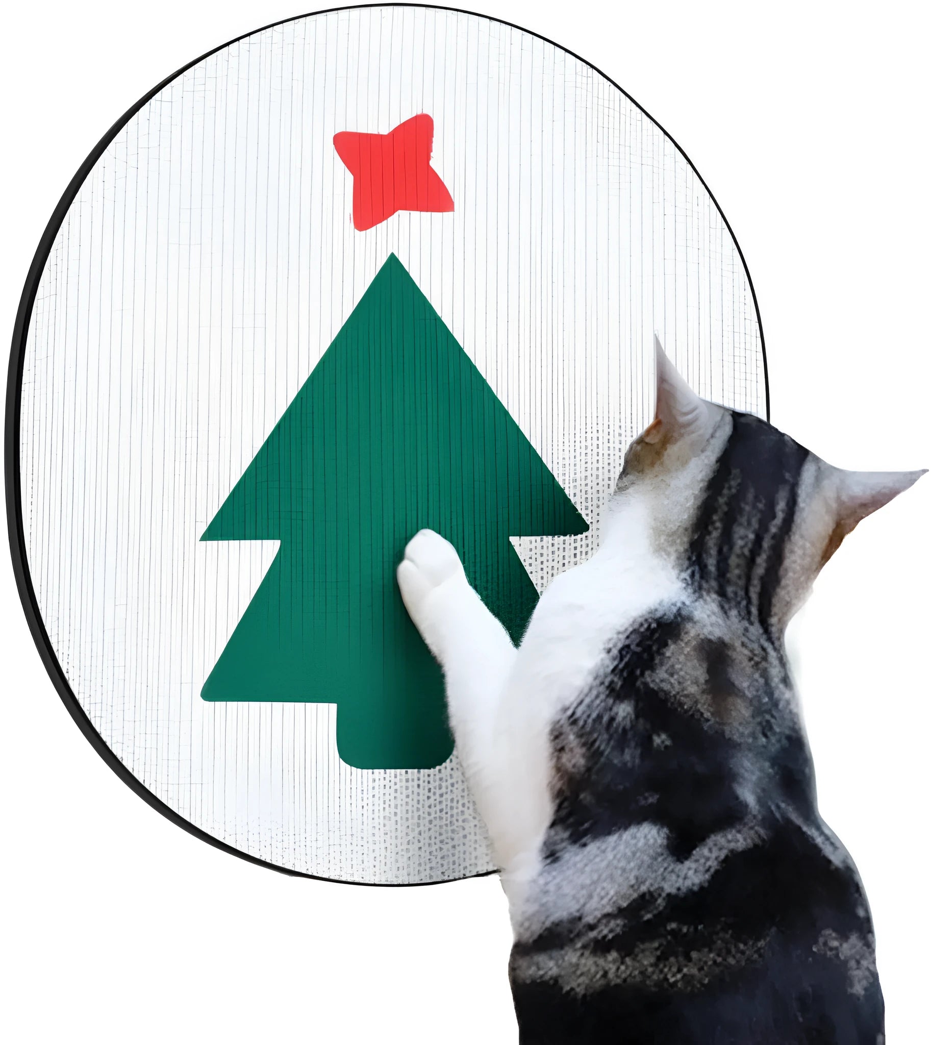 Wall-mounted vertical cat scratch pad with corrugated cardboard surface measuring 35cm by 44cm