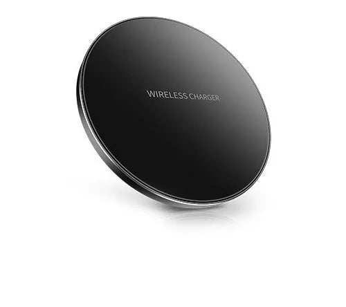 Black 98mm wireless charging pad with copper coil for 9V fast charging iPhone and Samsung