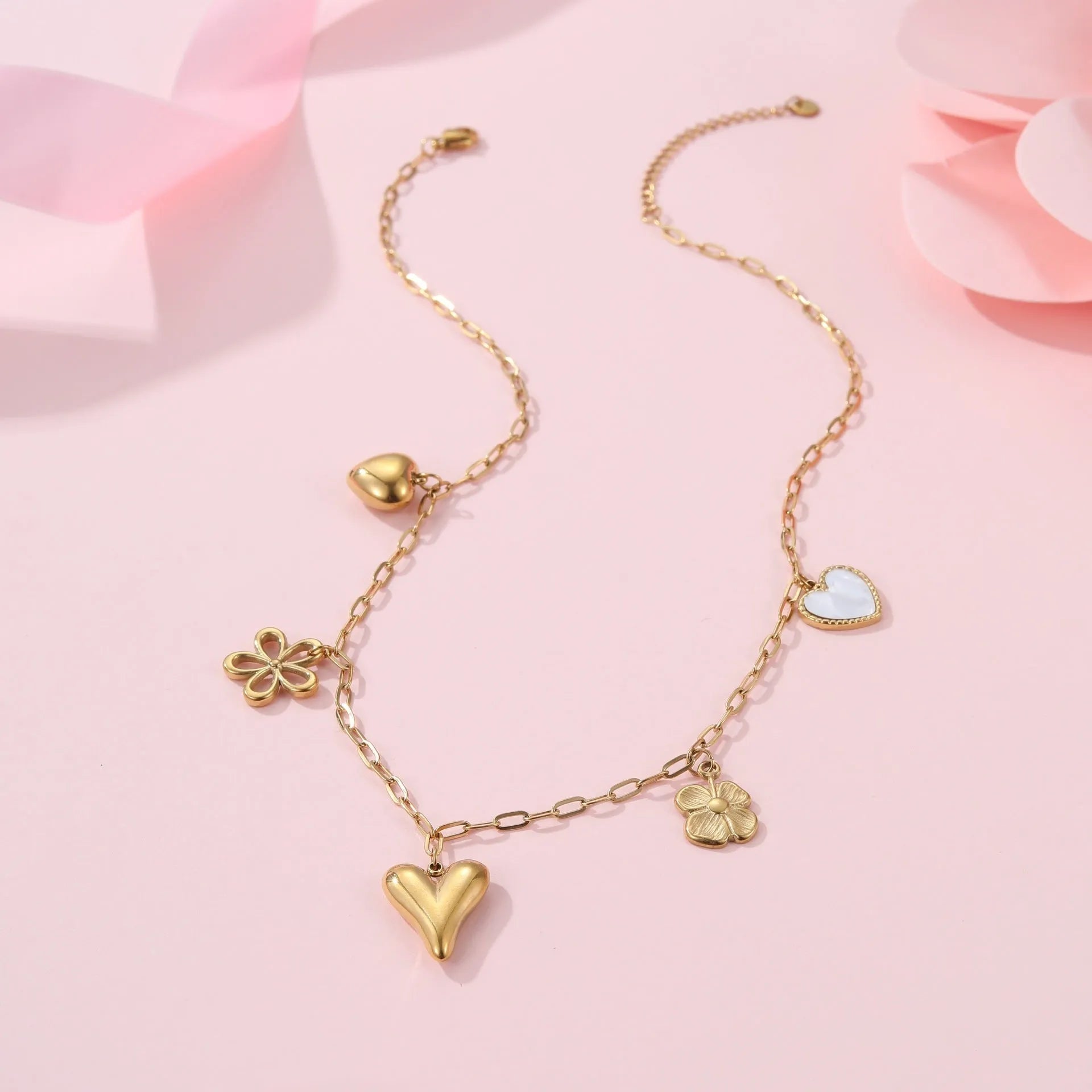 Sun pendant necklace on adjustable stainless steel chain with 18K gold electroplating