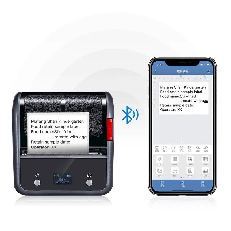 B3S grey commercial smart label printer with Bluetooth thermal printing and label paper