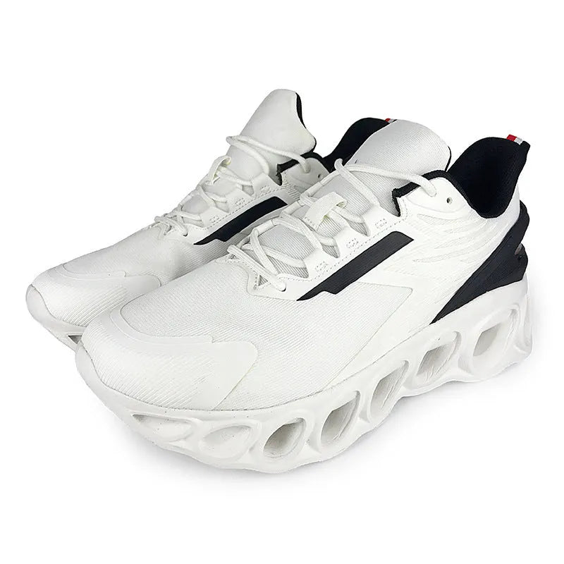 A pair of men's low-top casual trainers in a choice of colours, featuring a mesh upper and lace-up front.
