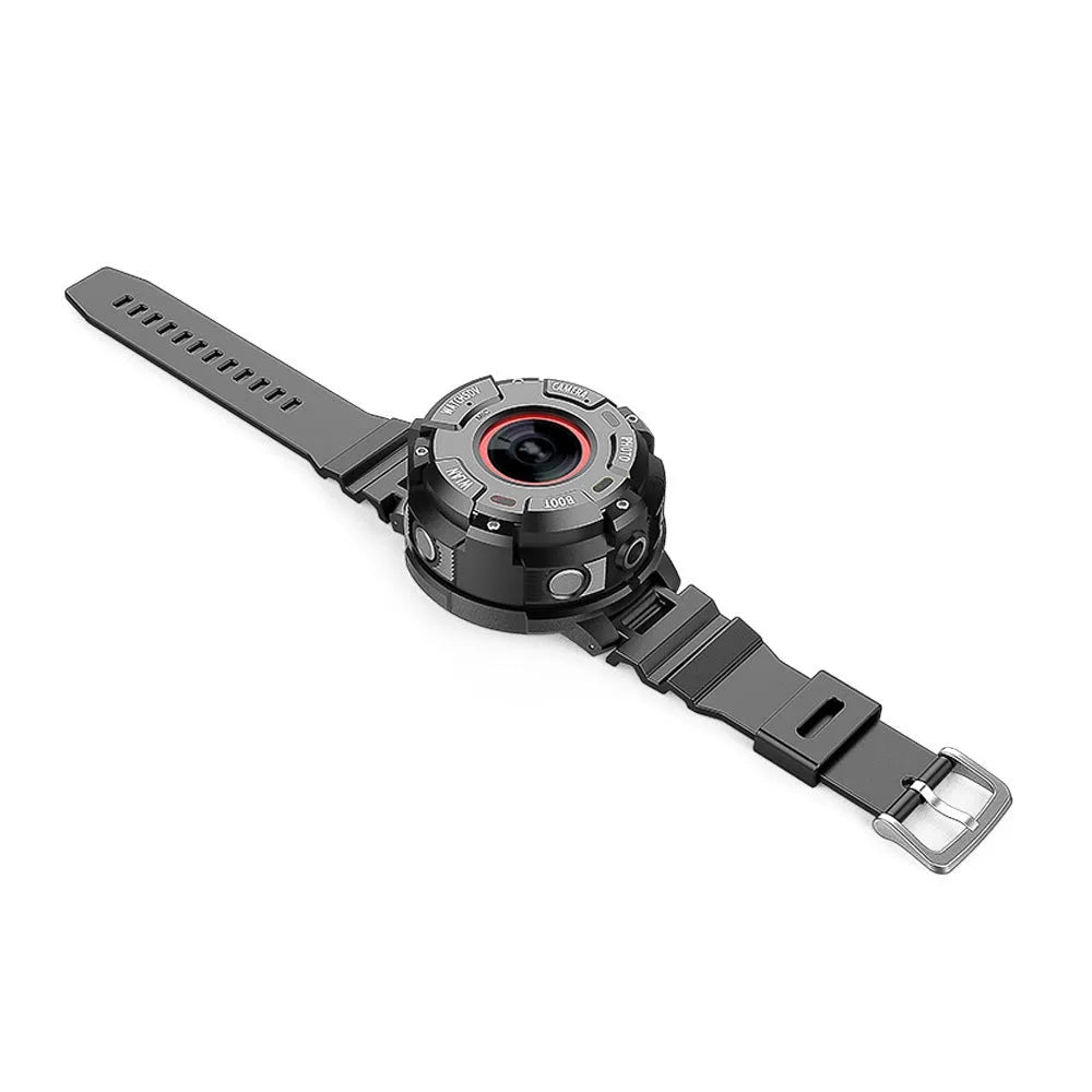 Black waterproof sports digital camera with dust protection showing front view