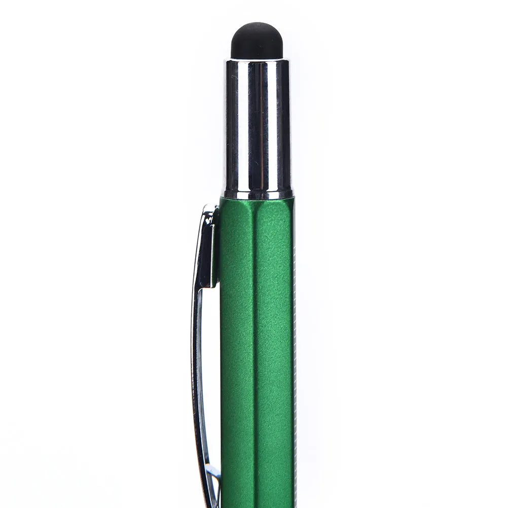 Multi-function 6 in 1 touch screen stylus ballpoint pen with spirit level and screwdrivers in black, blue, green, red, silver, yellow
