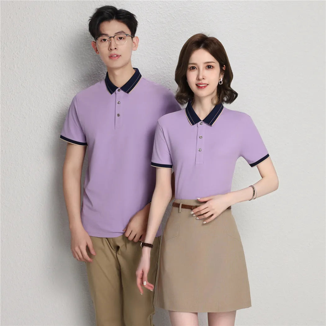 Ice Ion mercerized pearl cotton colour matching collar polo shirt in white, front view, short sleeves, regular fit