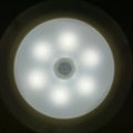 6LED motion sensor night light with strong magnetic base and adhesive pad for cabinet or ceiling mounting