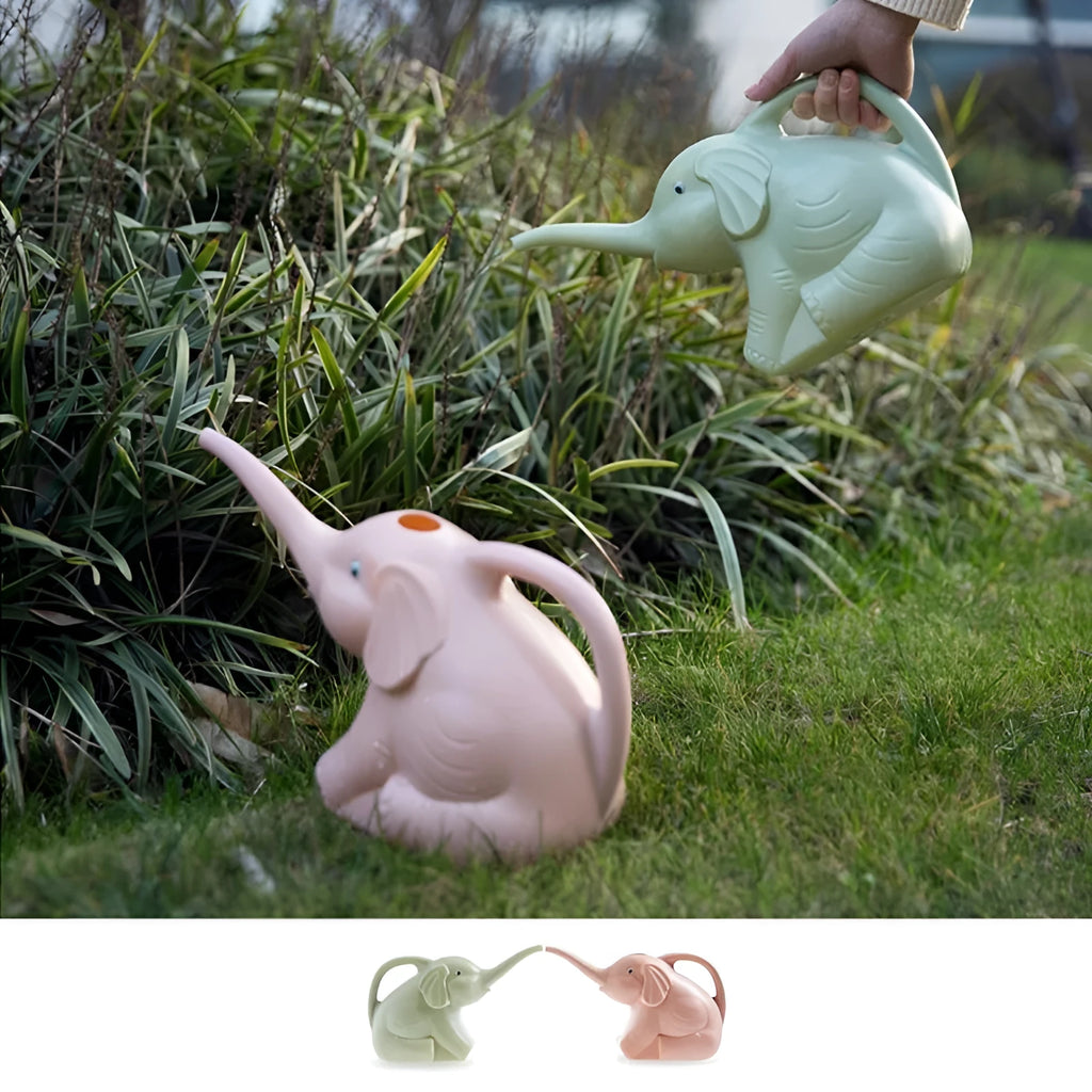 Elephant-shaped watering can for children with long nozzle in pink blue or green colours