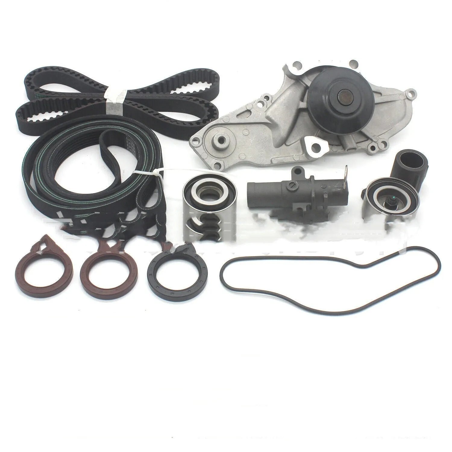 Metal automotive belt and water pump assembly component measuring 28mm by 18mm by 16mm
