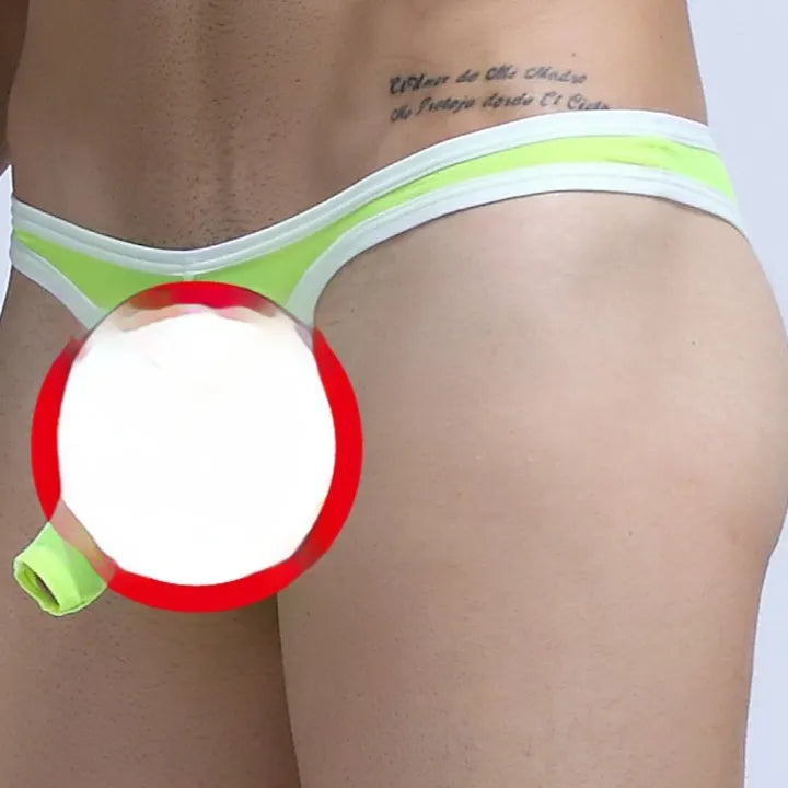 Men's ice silk nylon briefs in elephant nose style, shown in multiple colours.