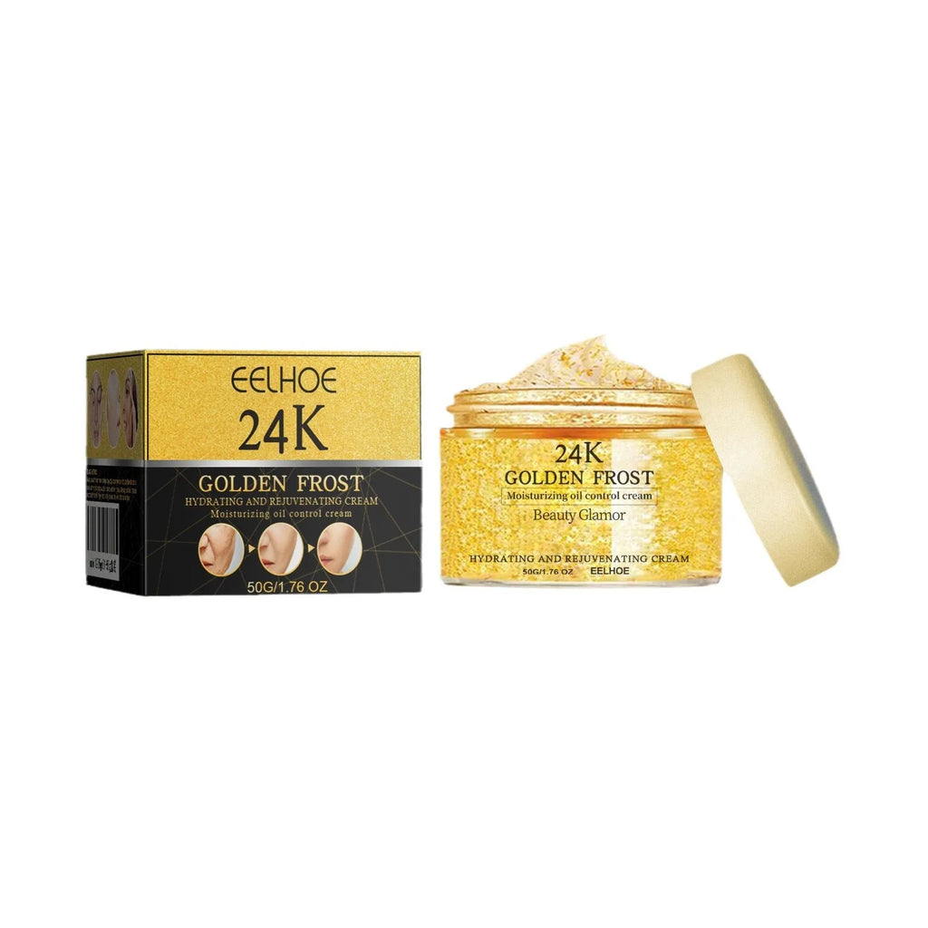 24K gold cream 50g in boxed packaging with ingredients retinol and oligopeptide-1