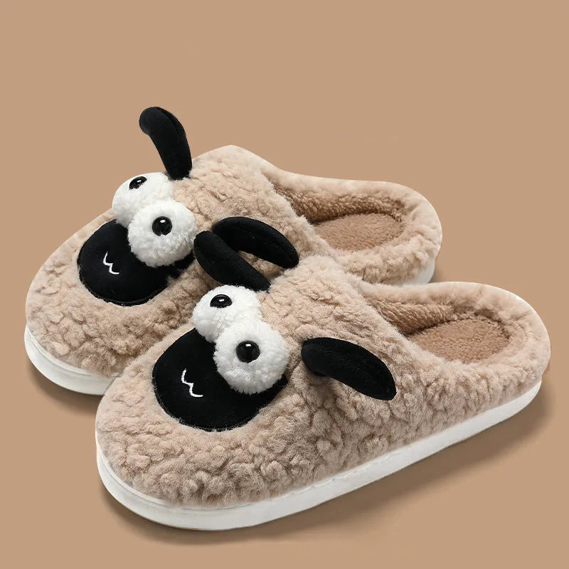 Lamb thermal cotton slip-on slippers in brown colour with suede upper and PVC sole