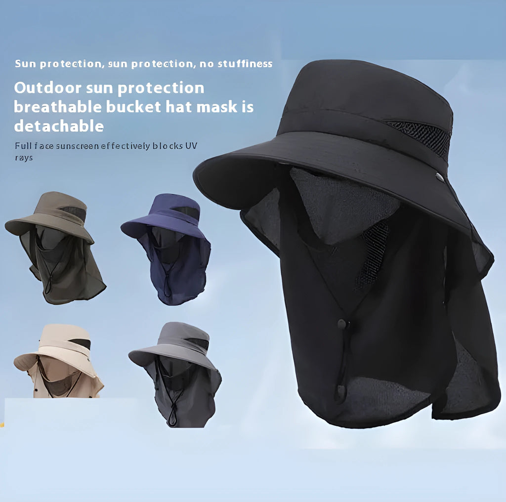 Men's adjustable wide-brim fisherman sun hat in polyester fabric, shown in army green colour.