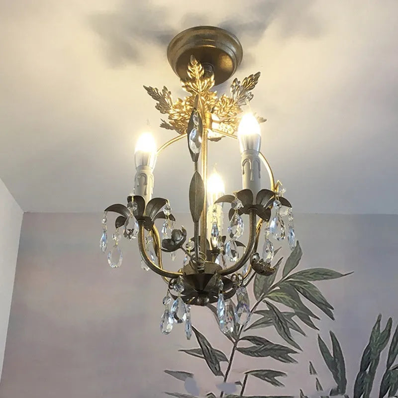 American country chandelier with three retro heads, iron body, D31xH43cm, for bedroom, dining room, aisle, balcony