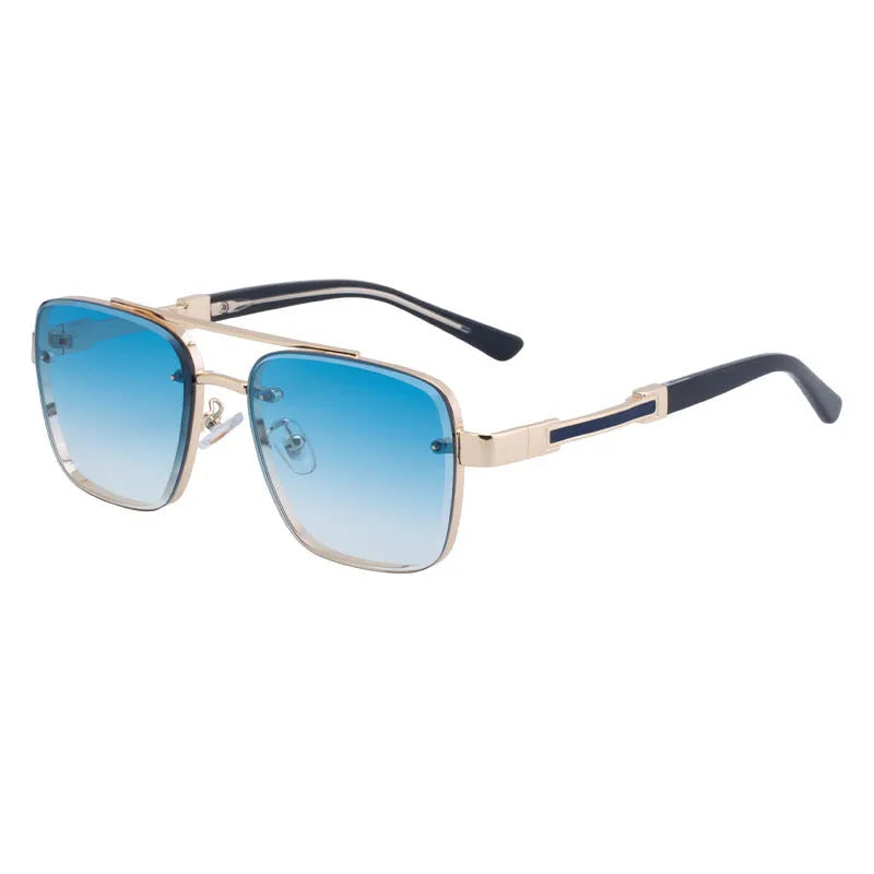 Men's vintage sunglasses with UV protection in retro colours including gradient blue and gold double grey