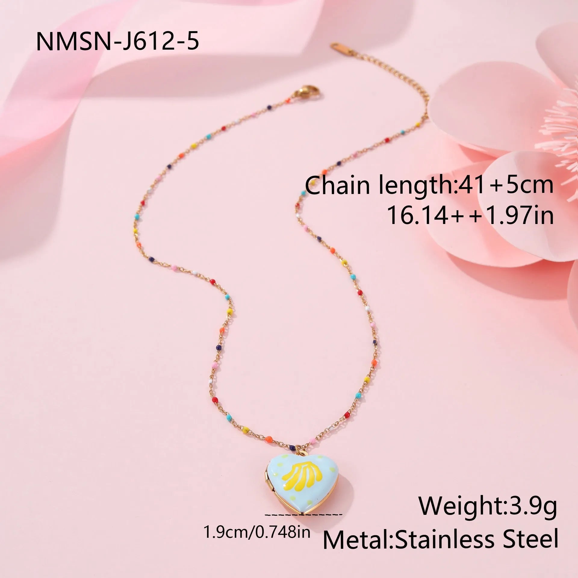 Gold-plated stainless steel necklace with heart-shaped fruit pendant on an adjustable chain.