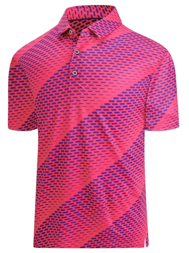 Men's 3D printing graphic short sleeve T-shirt in retro Japanese style with zip detail on mesh fabric