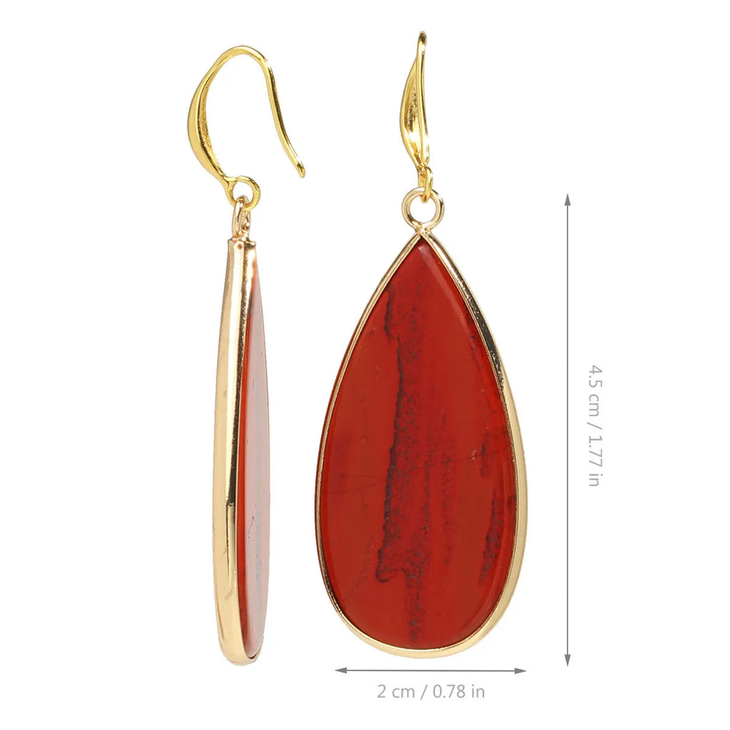 Vintage Tigereye stone drop earrings with handcrafted texture details and water drop pendant shape
