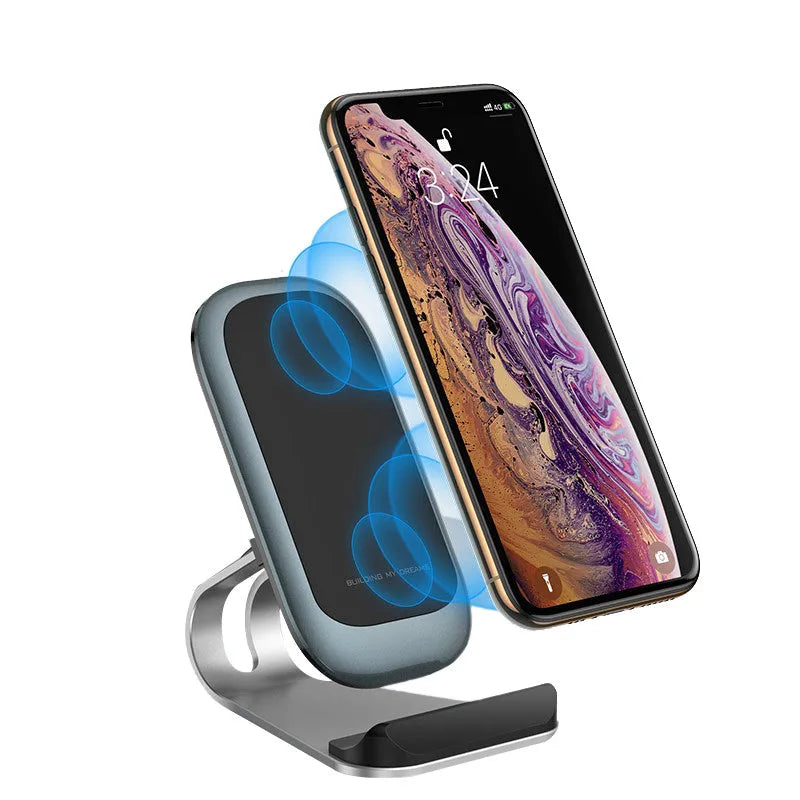 Wireless charger pad for mobile phones with LED indicator in black colour, Type-C interface