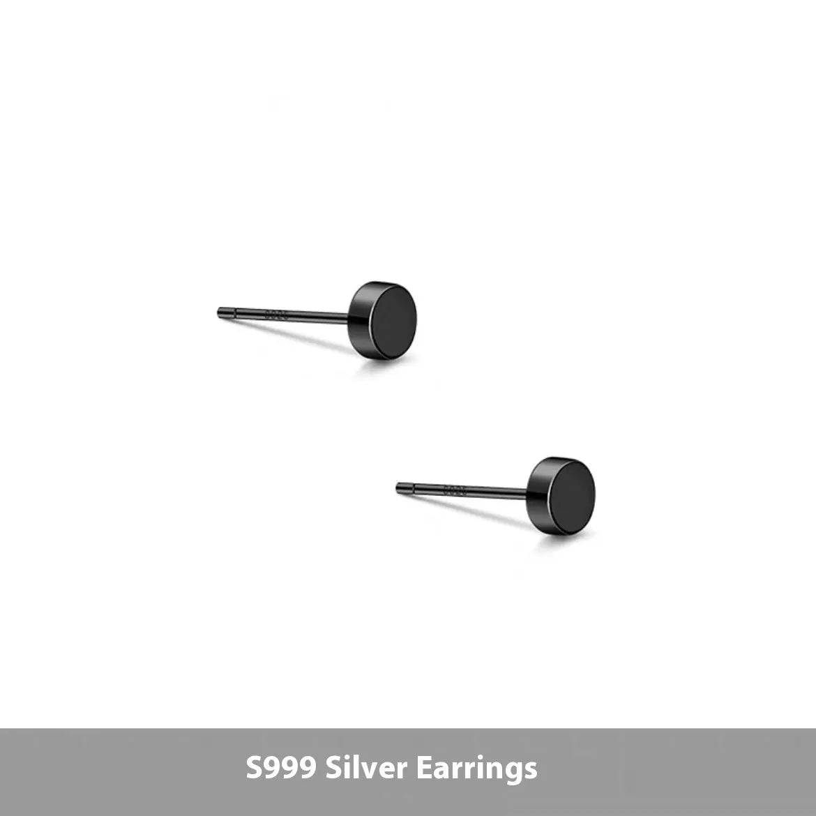 Sterling silver S999 flat ear bone studs in silver and black electroplated finishes