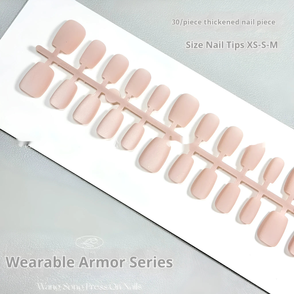 Set of frosted velvet Cat's Eye press-on false nails showing short ladder sizes XS, S, and M.