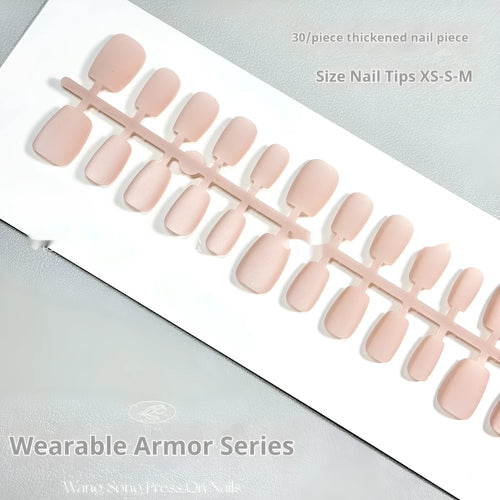Set of frosted velvet Cat's Eye press-on false nails showing short ladder sizes XS, S, and M.