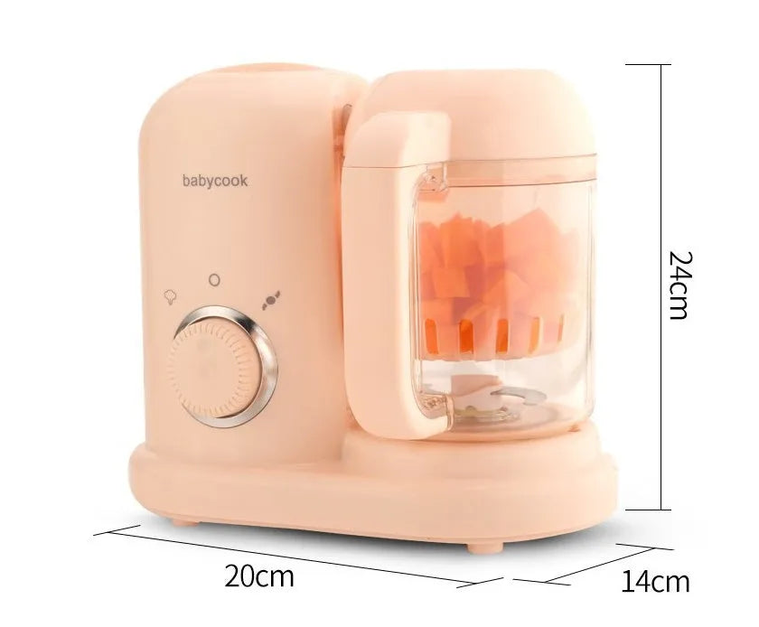 Baby food steamer and blender processor with double mixing blades in green colour
