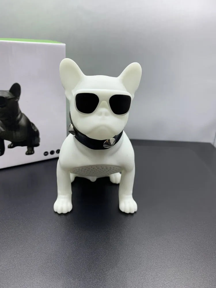 Mini Full Body Bulldog shaped Bluetooth speaker in black, red, or white colour options.