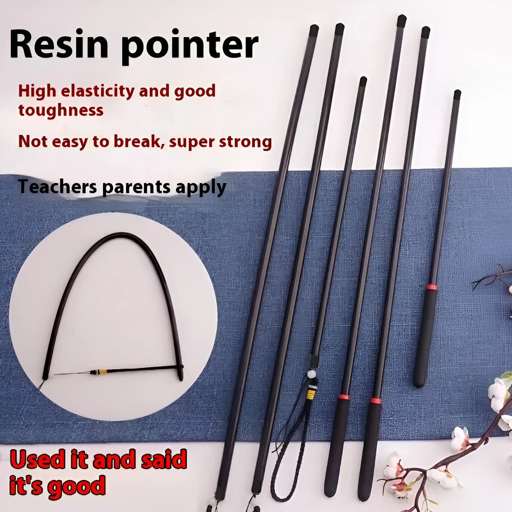 Clear flexible resin pointer with metal tip for use with sewing measuring tapes.