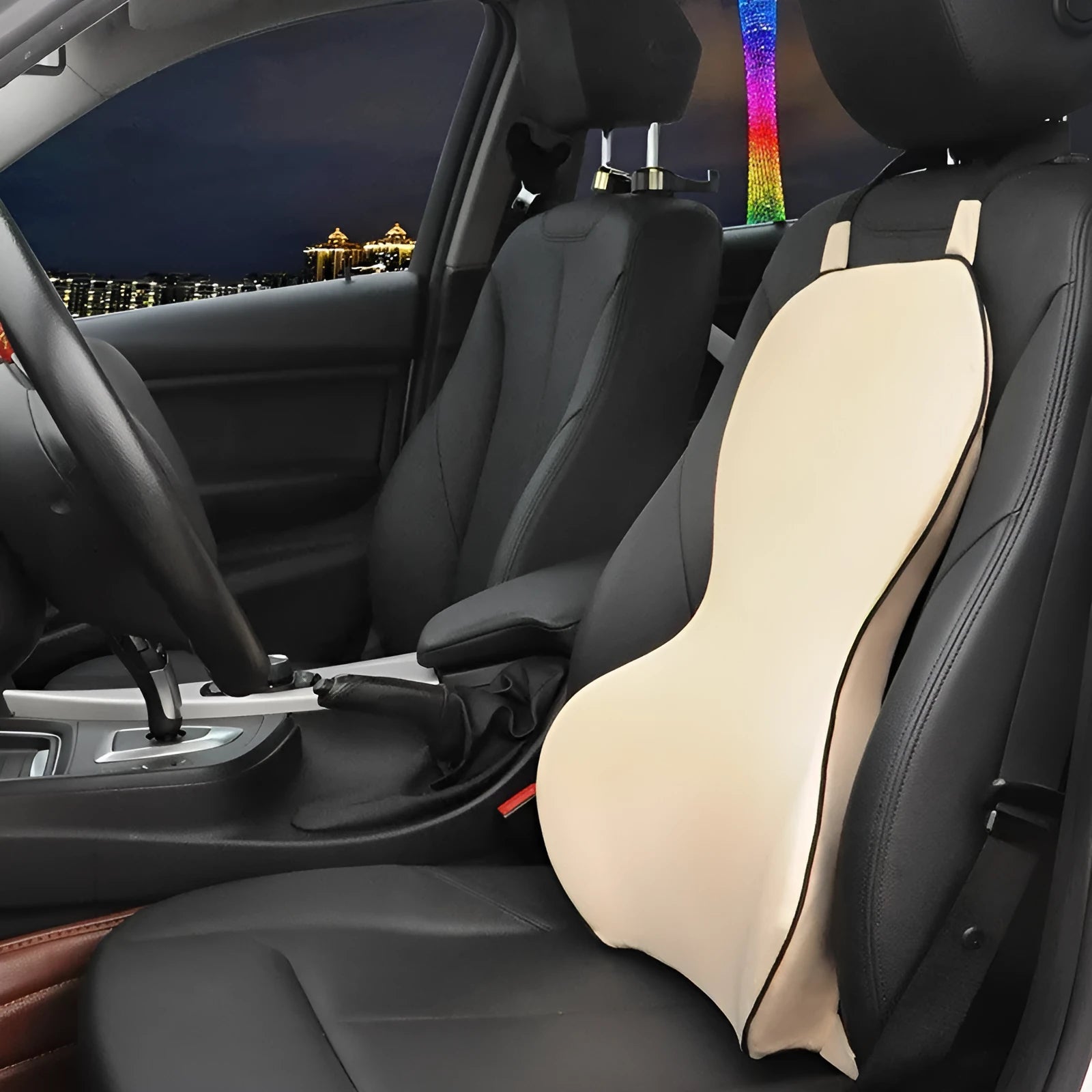 Memory cotton car waist back cushion in solid colour options on car seat