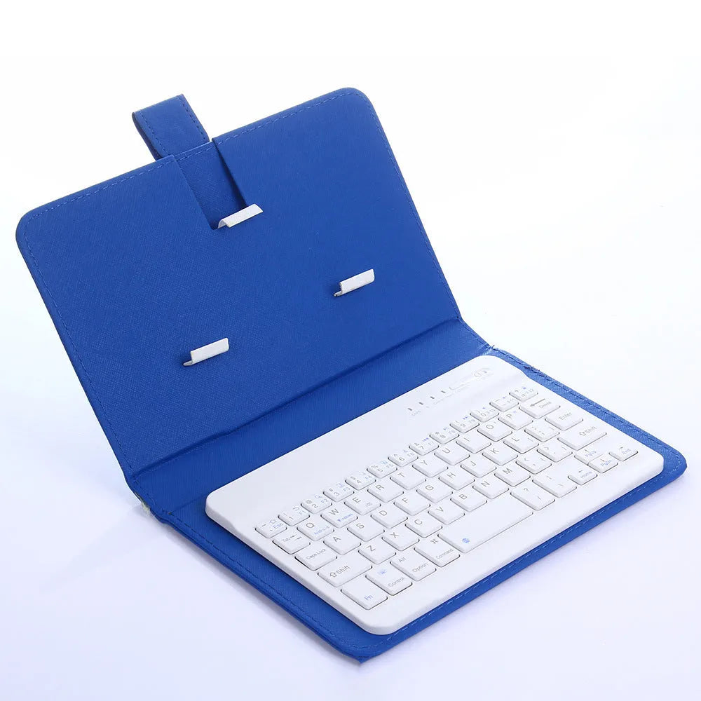 Wireless Bluetooth keyboard integrated into a protective case for mobile phones and tablets.