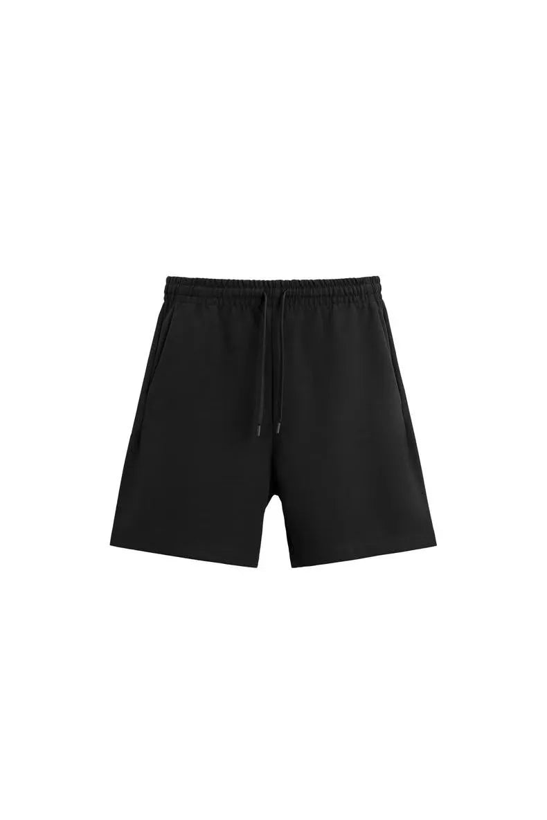 Loose fit double-sided cloth texture short sleeve top and matching shorts set in urban style